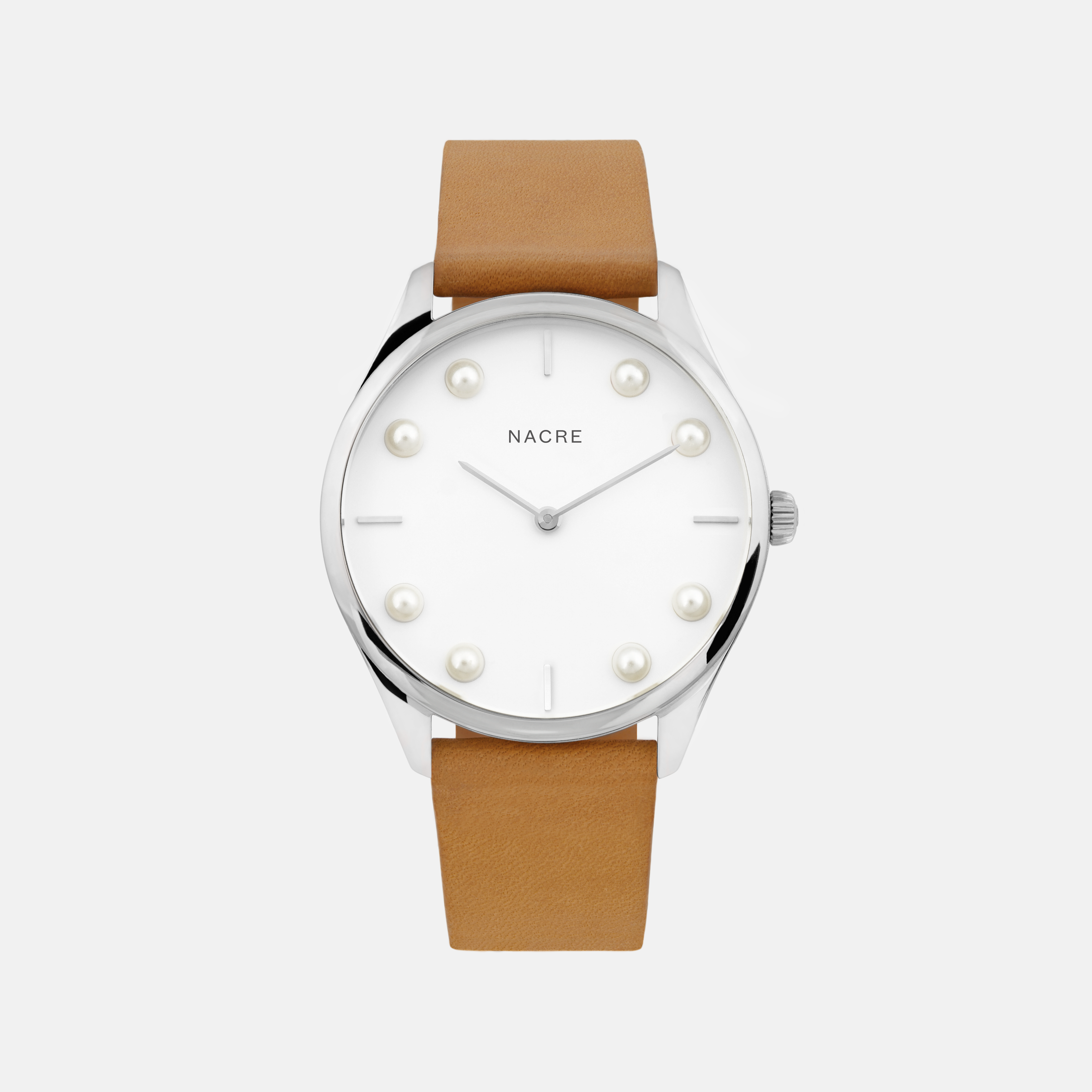 Lune 8 - Stainless Steel - Saddle Leather